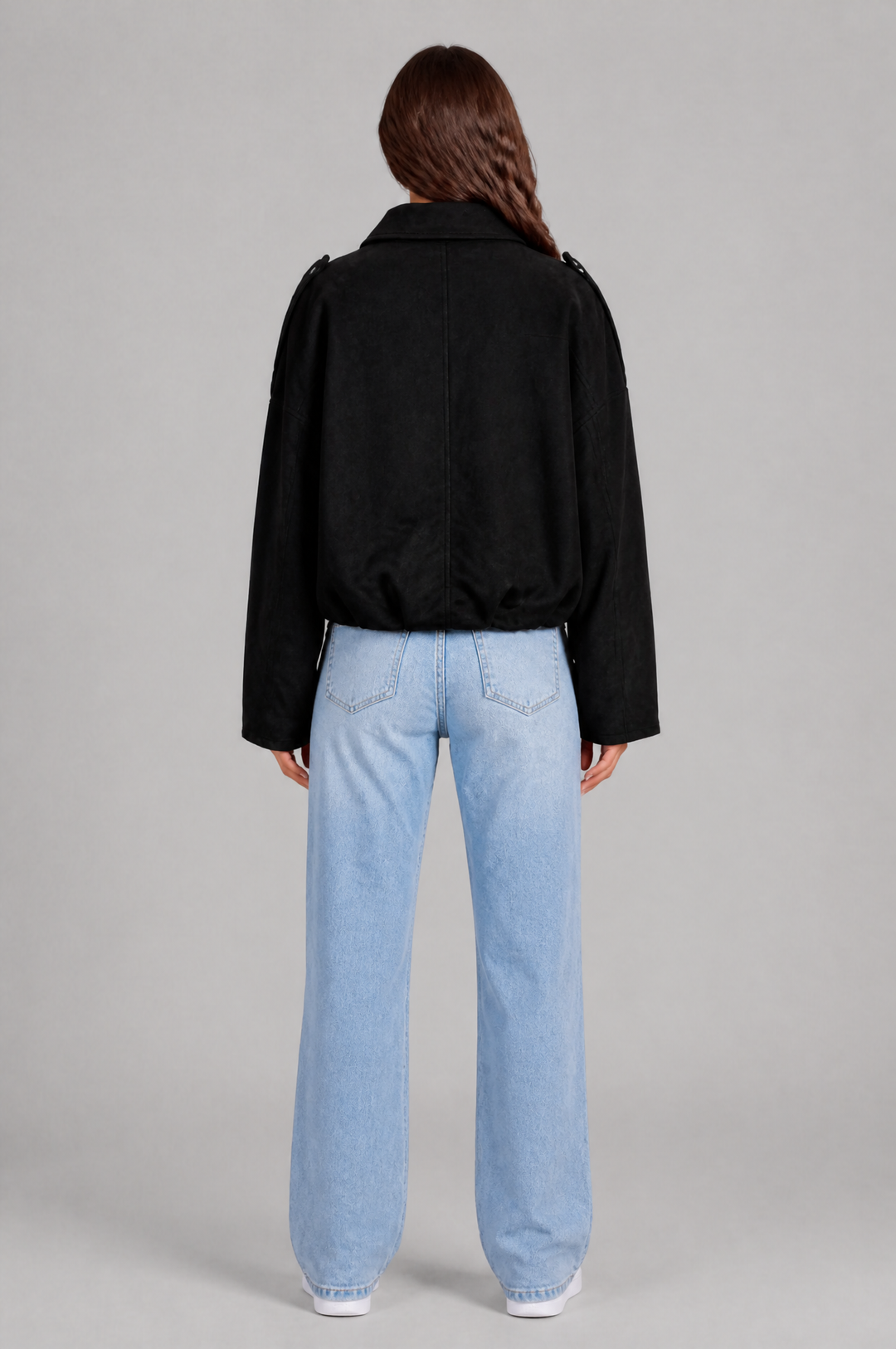 Cropped Oversized Suede Jacket - view 19