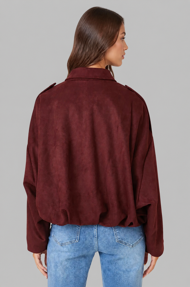 Cropped Oversized Suede Jacket - view 25