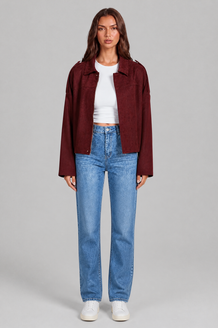 Cropped Oversized Suede Jacket - view 22