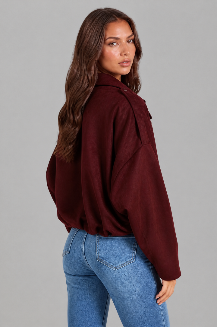 Cropped Oversized Suede Jacket - view 24
