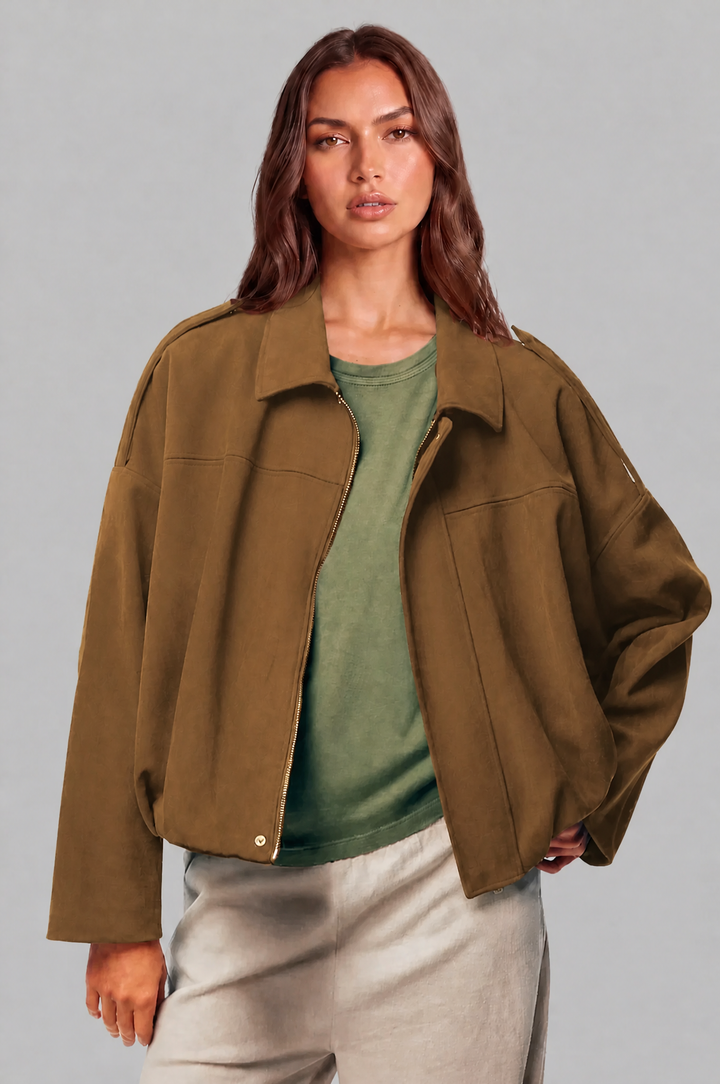 Cropped Oversized Suede Jacket - view 26