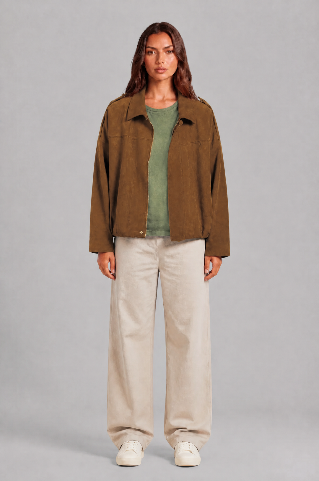 Cropped Oversized Suede Jacket - view 28