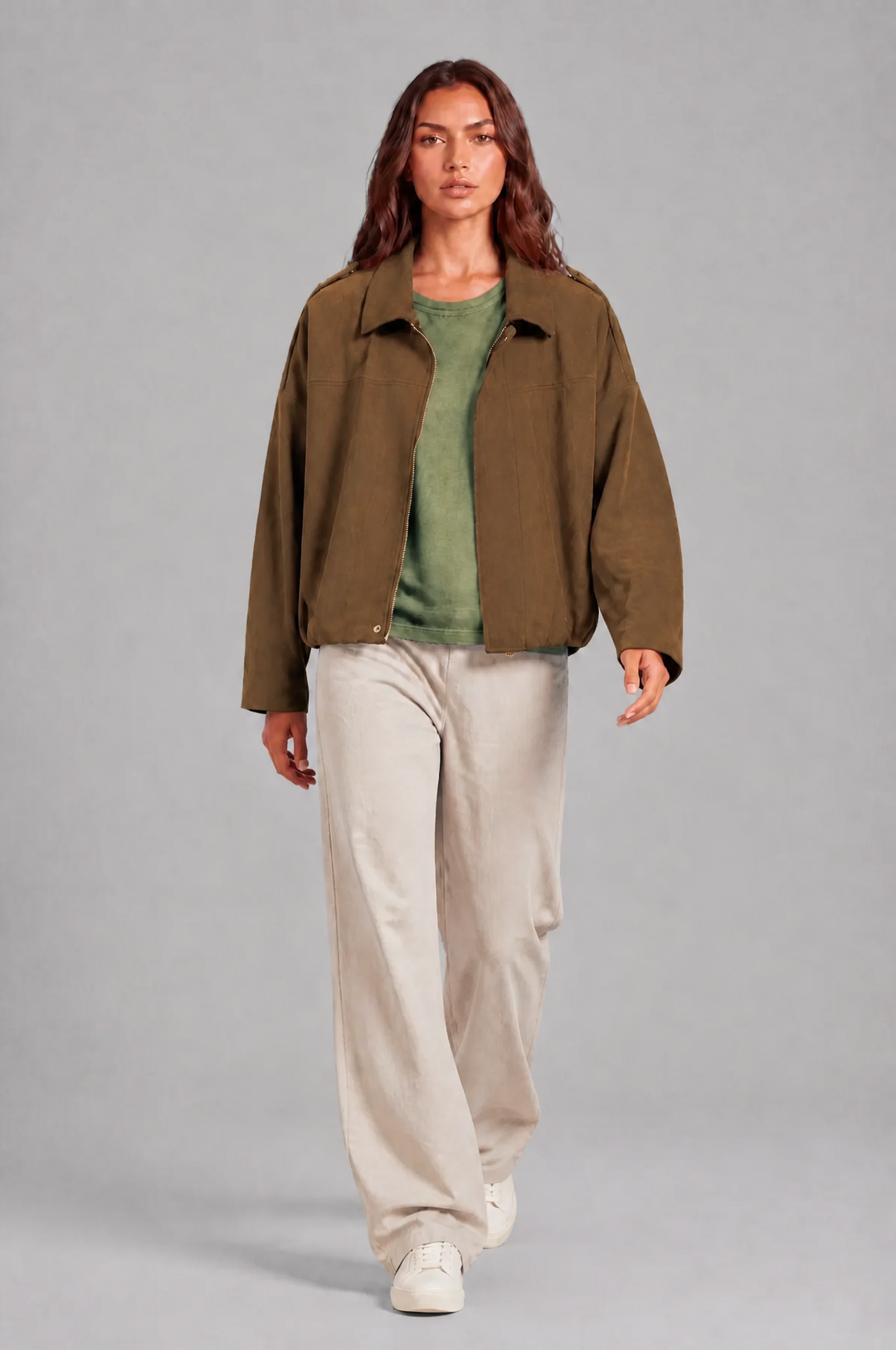Cropped Oversized Suede Jacket - view 27