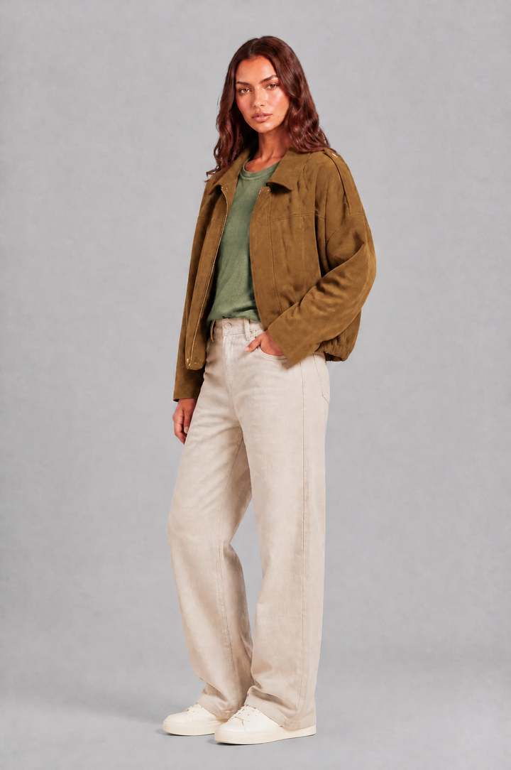 Cropped Oversized Suede Jacket - view 29