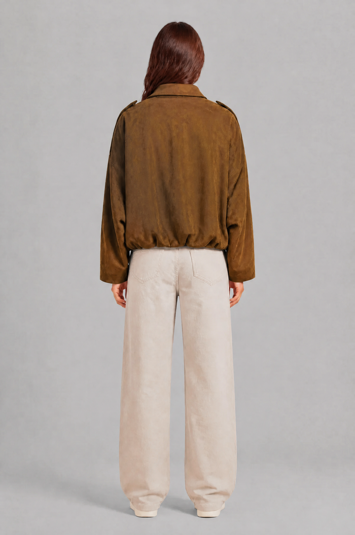 Cropped Oversized Suede Jacket - view 31