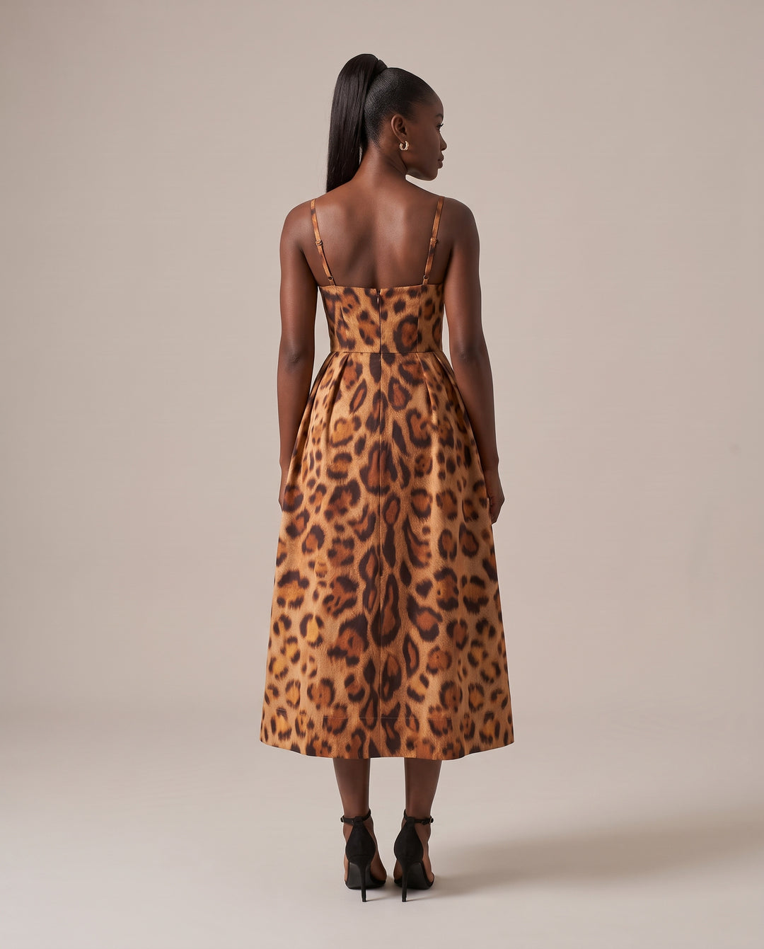 Leopard Print Bustier Midi Dress