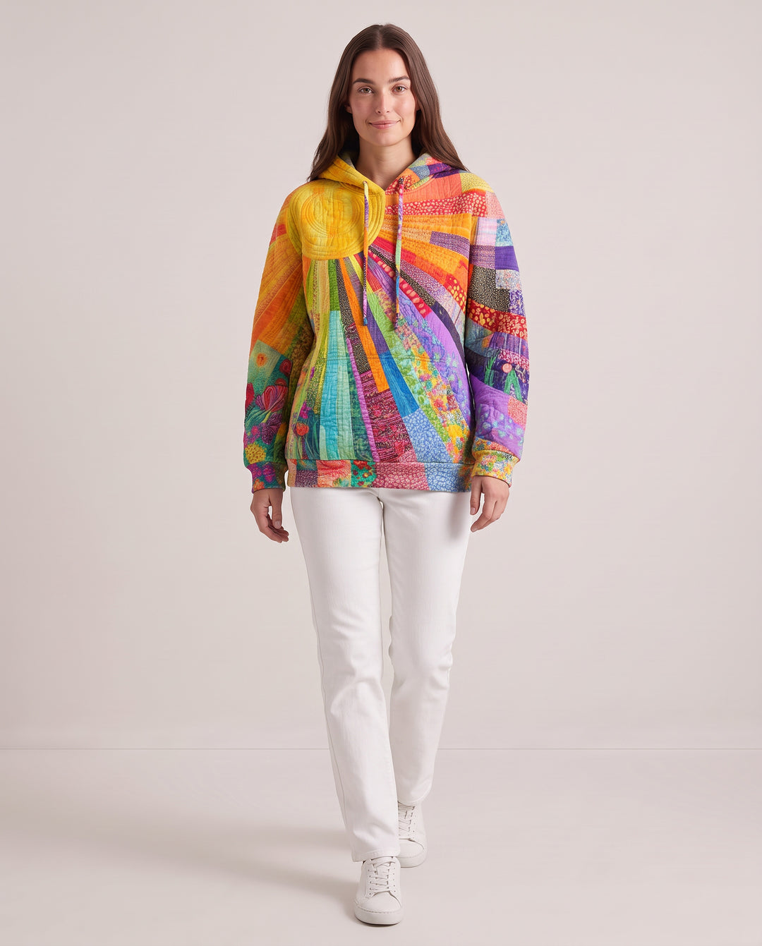 Multicolour Patchwork Hooded Sweater