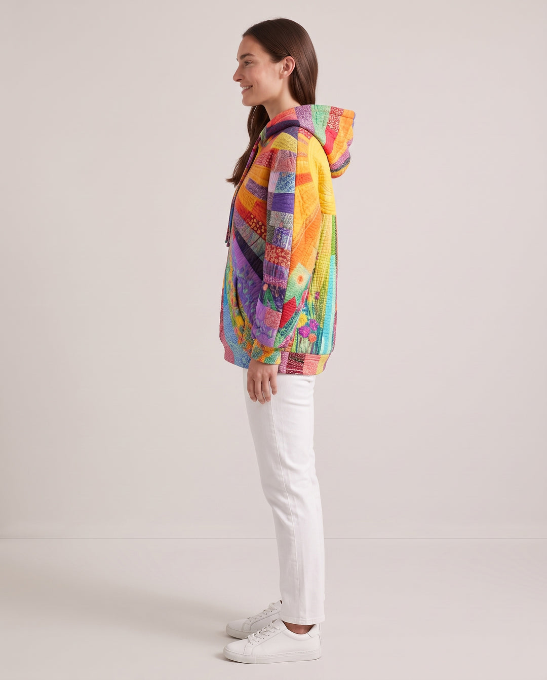 Multicolour Patchwork Hooded Sweater