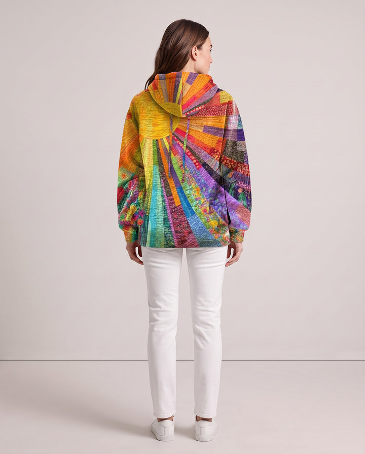 Multicolour Patchwork Hooded Sweater