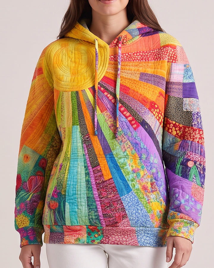 Multicolour Patchwork Hooded Sweater