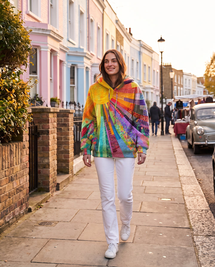 Multicolour Patchwork Hooded Sweater