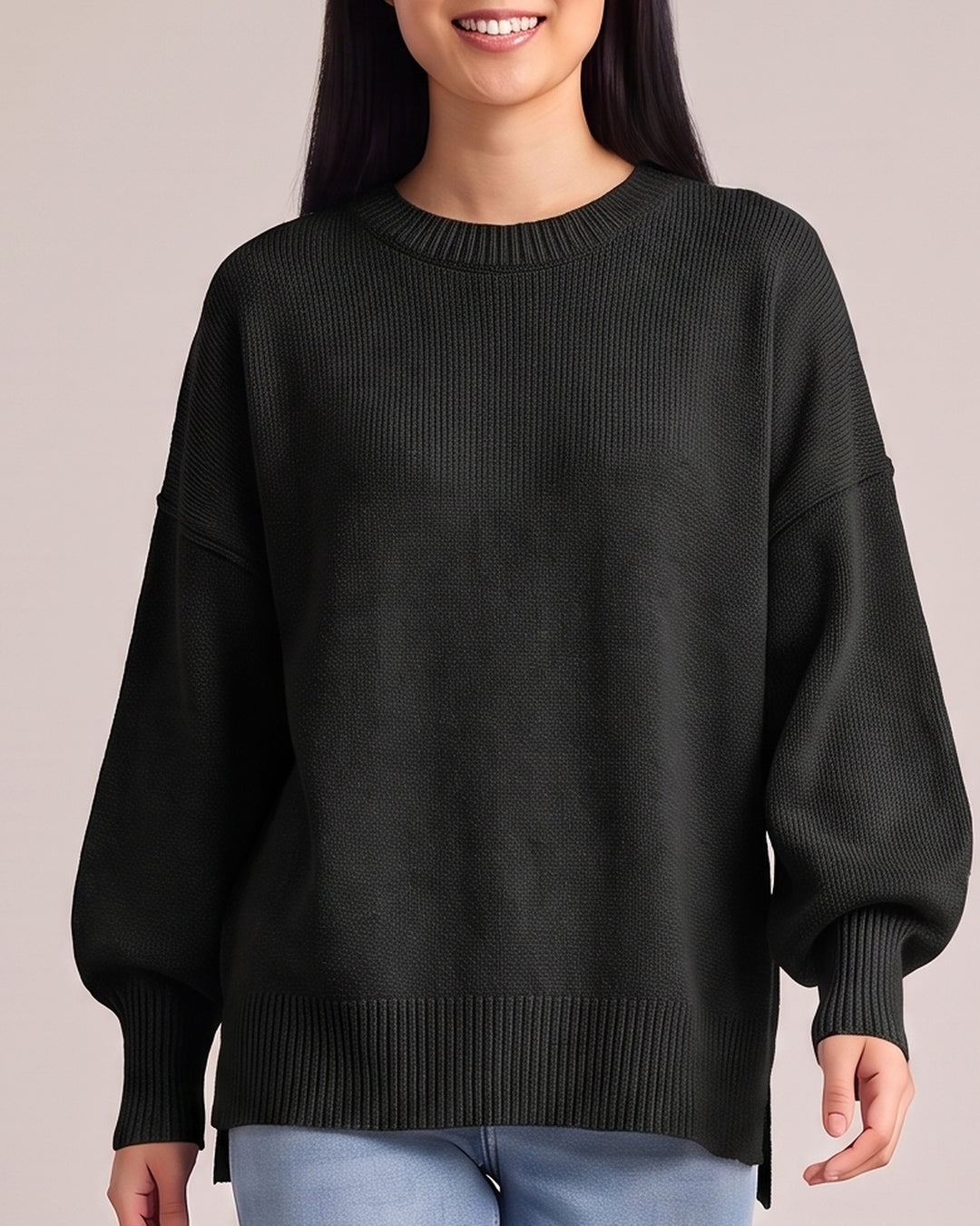 Oversized Knit Jumper with Side Slits