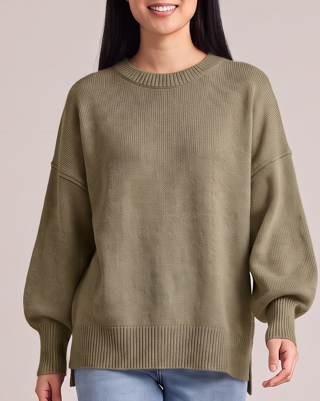 Oversized Knit Jumper with Side Slits