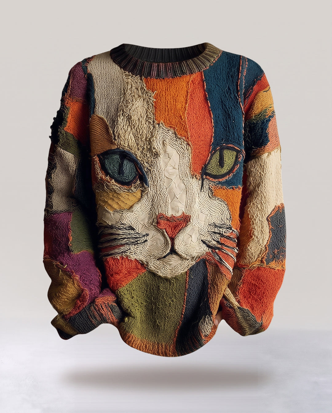 Patchwork Cat Print Sweater