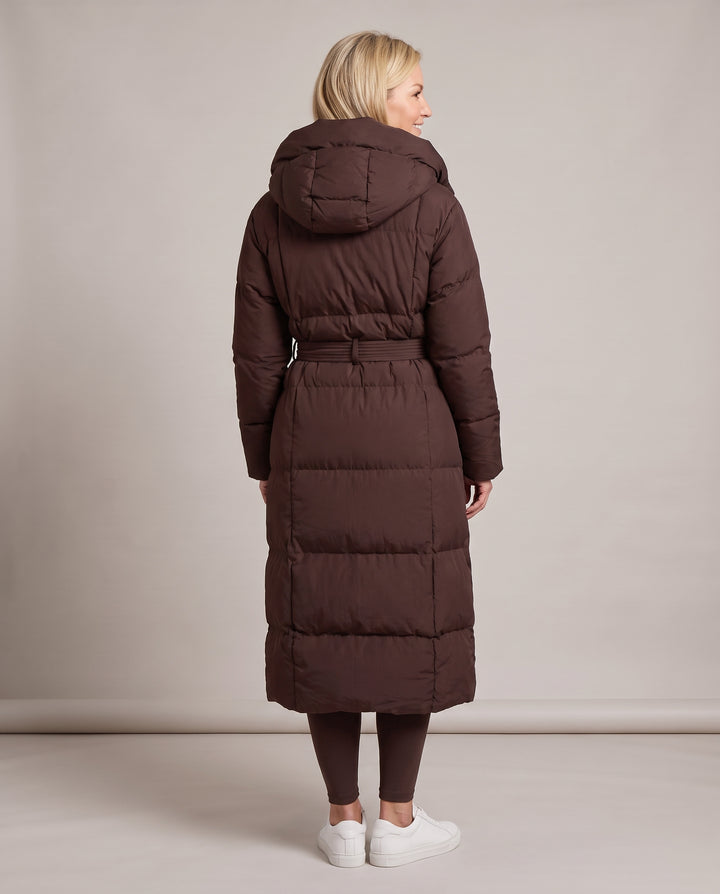 Longline Hooded Puffer Coat with Belt