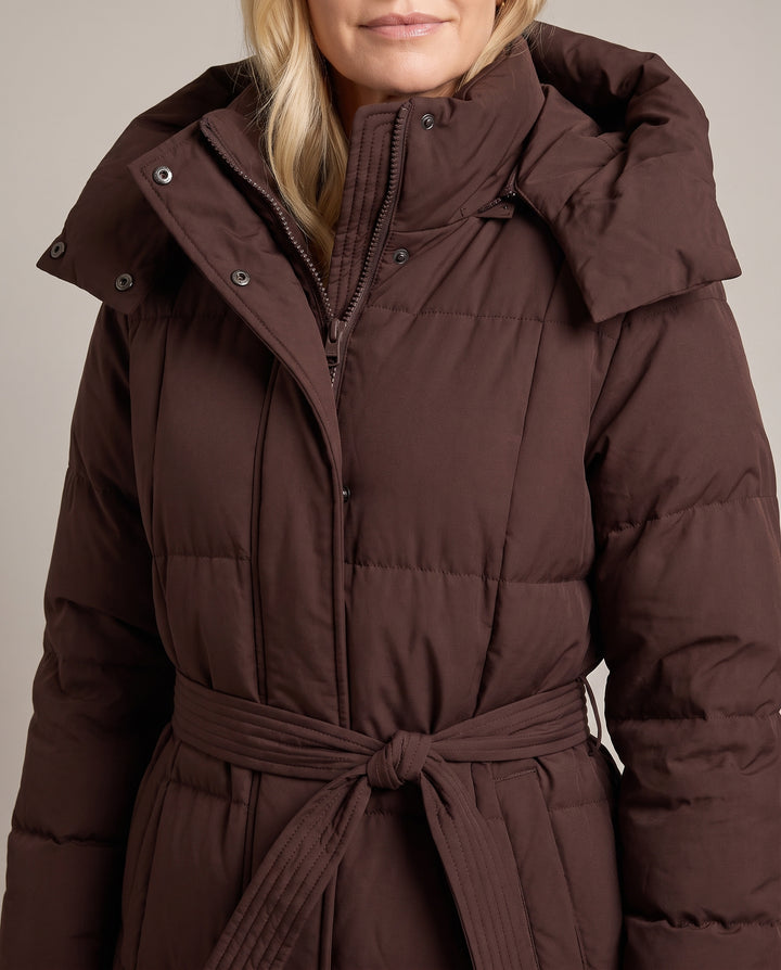 Longline Hooded Puffer Coat with Belt