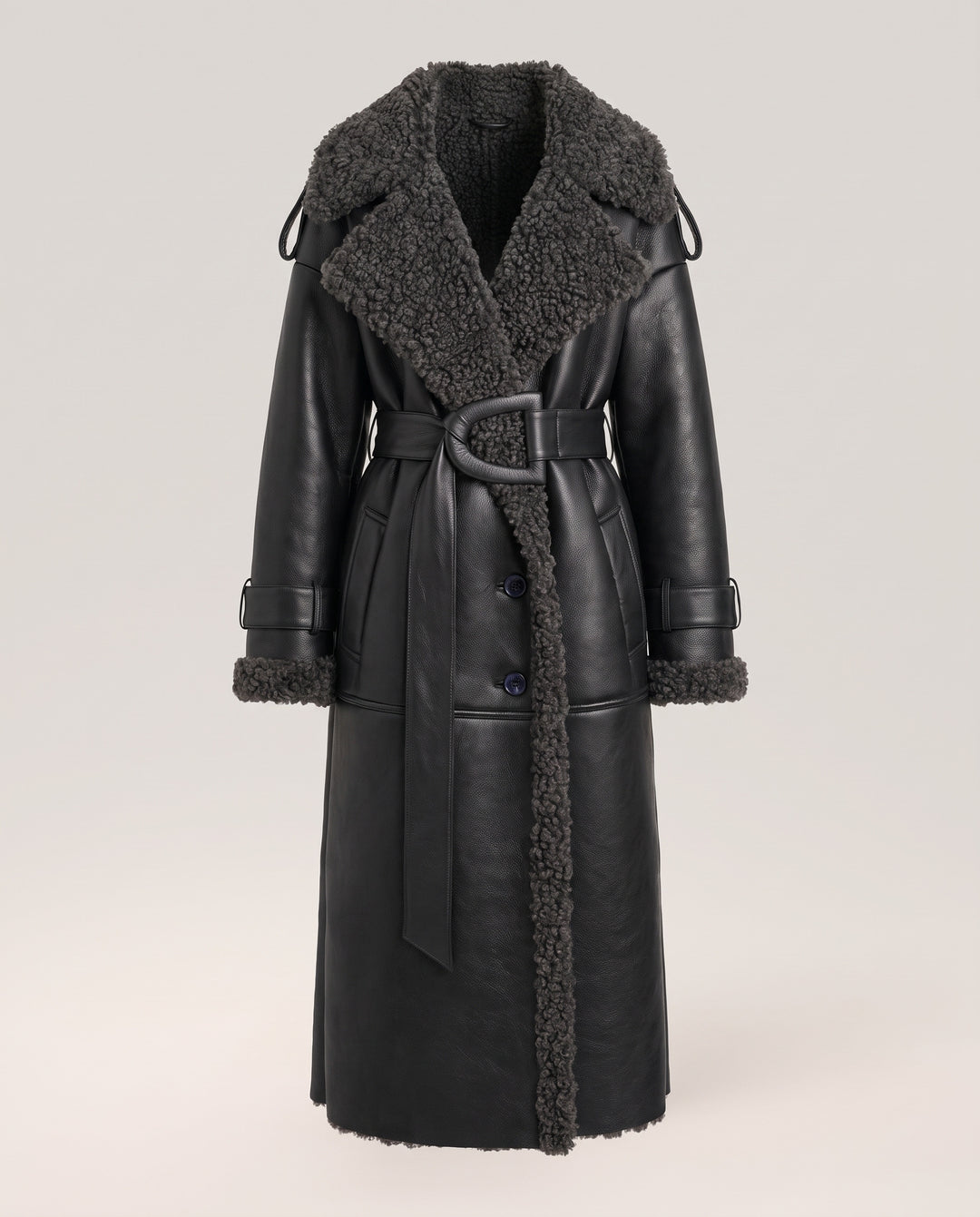 Black Faux Shearling Longline Coat